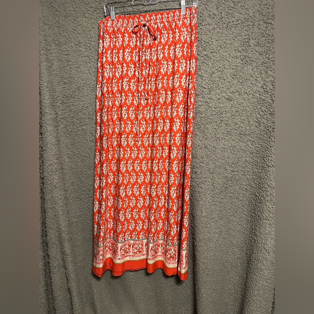 Cato Vibrant coral and Cream Maxi Skirt